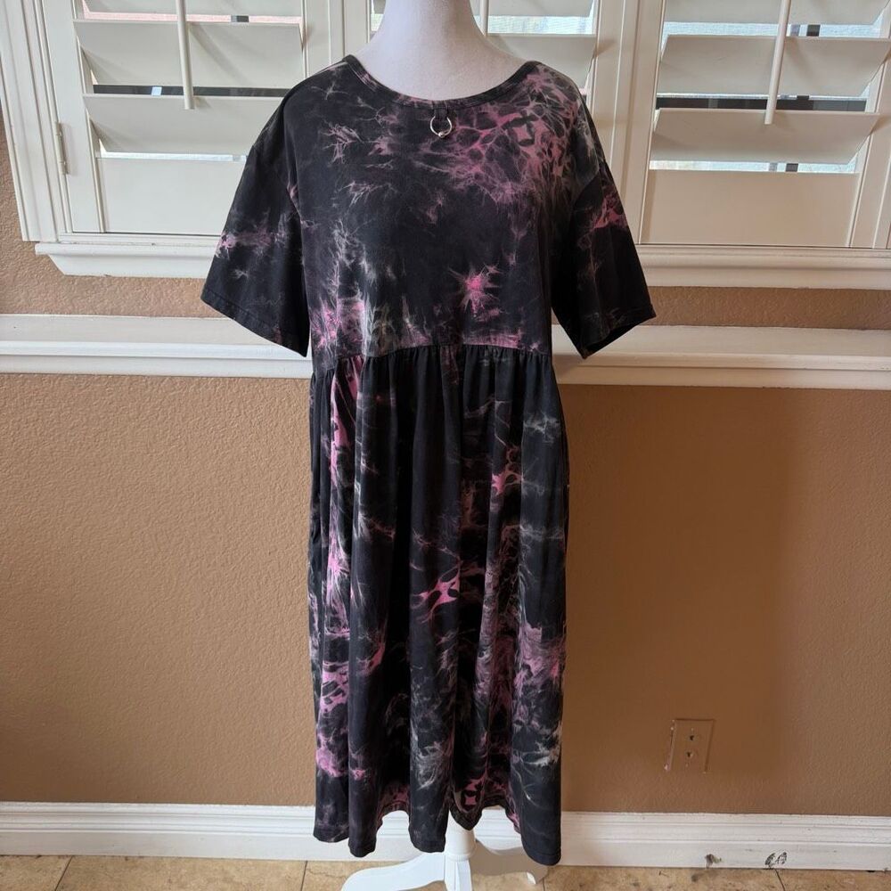 Disturbia Purple Black Tie Dye Dress Sz 12 Alt Dark Fashion Goth Grunge Punk